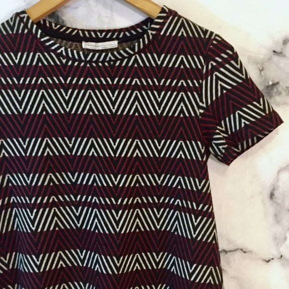 Zara Striped Chevron Babydoll Jacquard Dress S - Picture 2 of 5